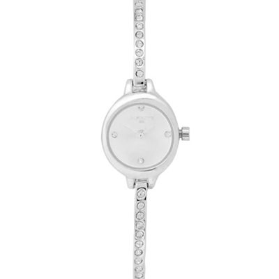 Ladies' silver pave diamante bracelet watch